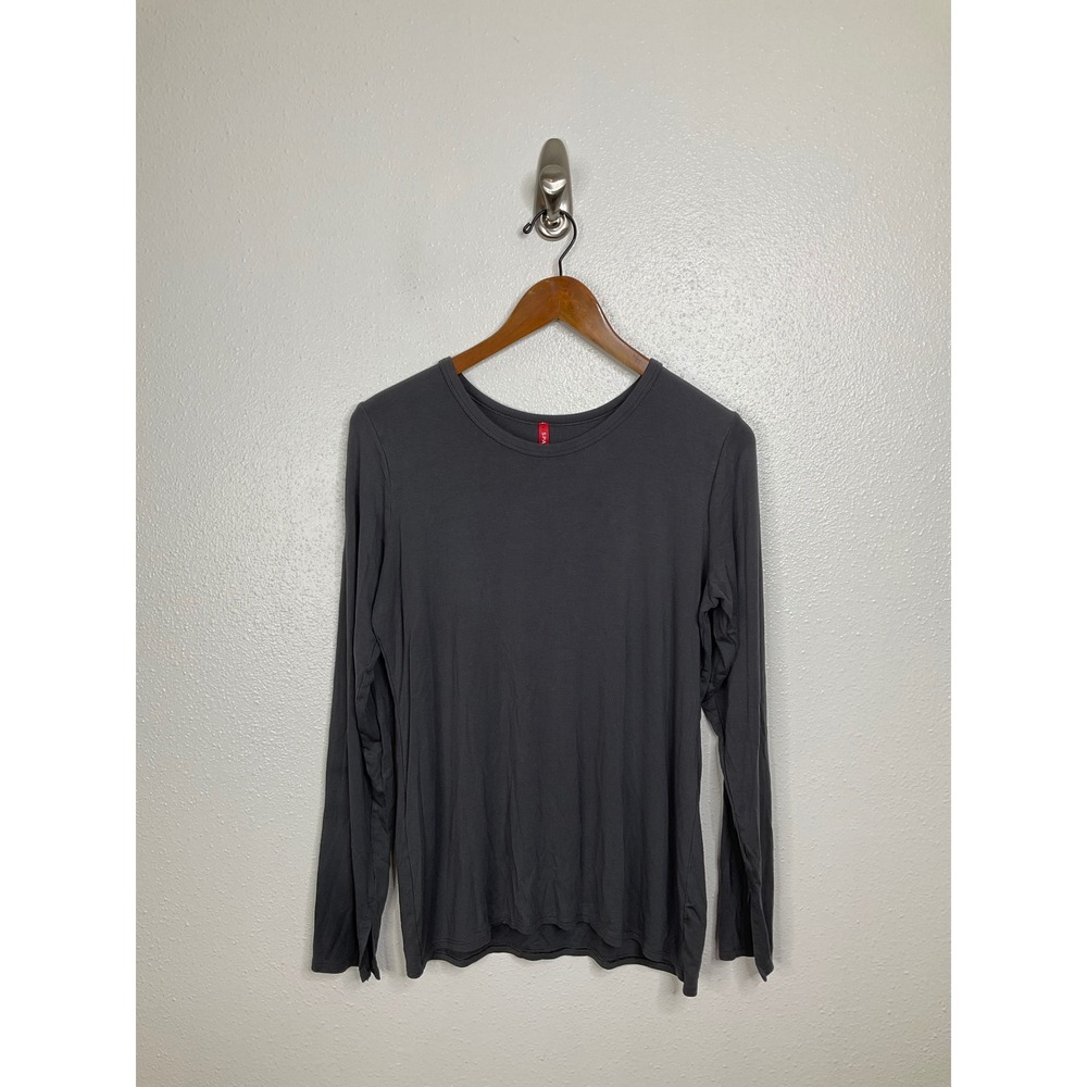 Spanxโ Womens Long Sleeve Crew Neck Top Charcoal Gray Lenzing Modal Stretch S
